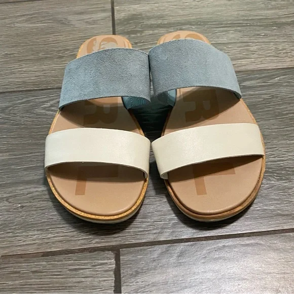 Women's Sorel 8.5 Ella II Slide Crushed Blue/Chalk Leather - Picture 3 of 5